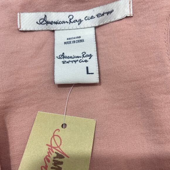 American Rag Racer Back Ruffle 2-tier Pink Blush Top women sz L - Picture 3 of 6